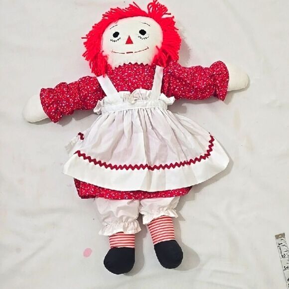 Classic Rag Doll with Red Hair and White Dress - Picture 1 of 6